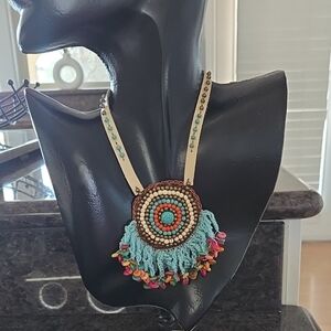 Handcrafted Beaded Necklace with Fringe